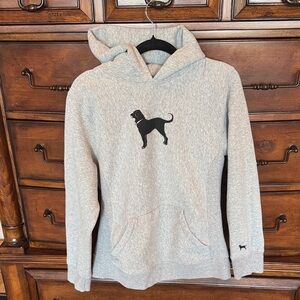 The Black Dog Light Gray Hoodie with Black Logo. Kids size XL